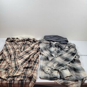 BKE Vintage 1967 Hooded Flannel Snap & Button Down Size XL Plaid Bundle